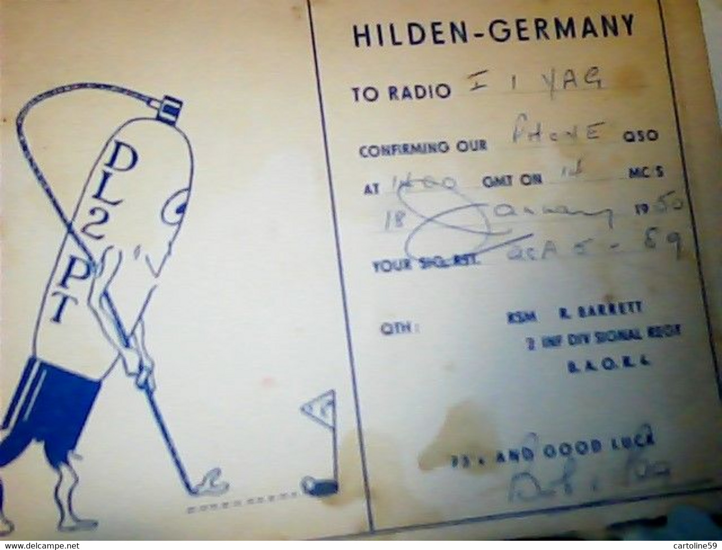 QSL HILDEN GERMANY VALVOLA GIOCA GOLF 1950 IK1702 - CB