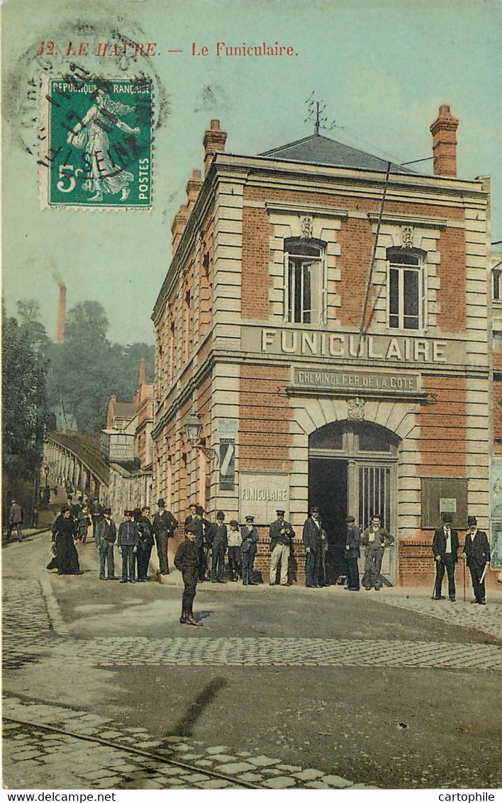 76 - LE HAVRE - Belle Carte Du Funiculaire - Animée 1911 - Bahnhof