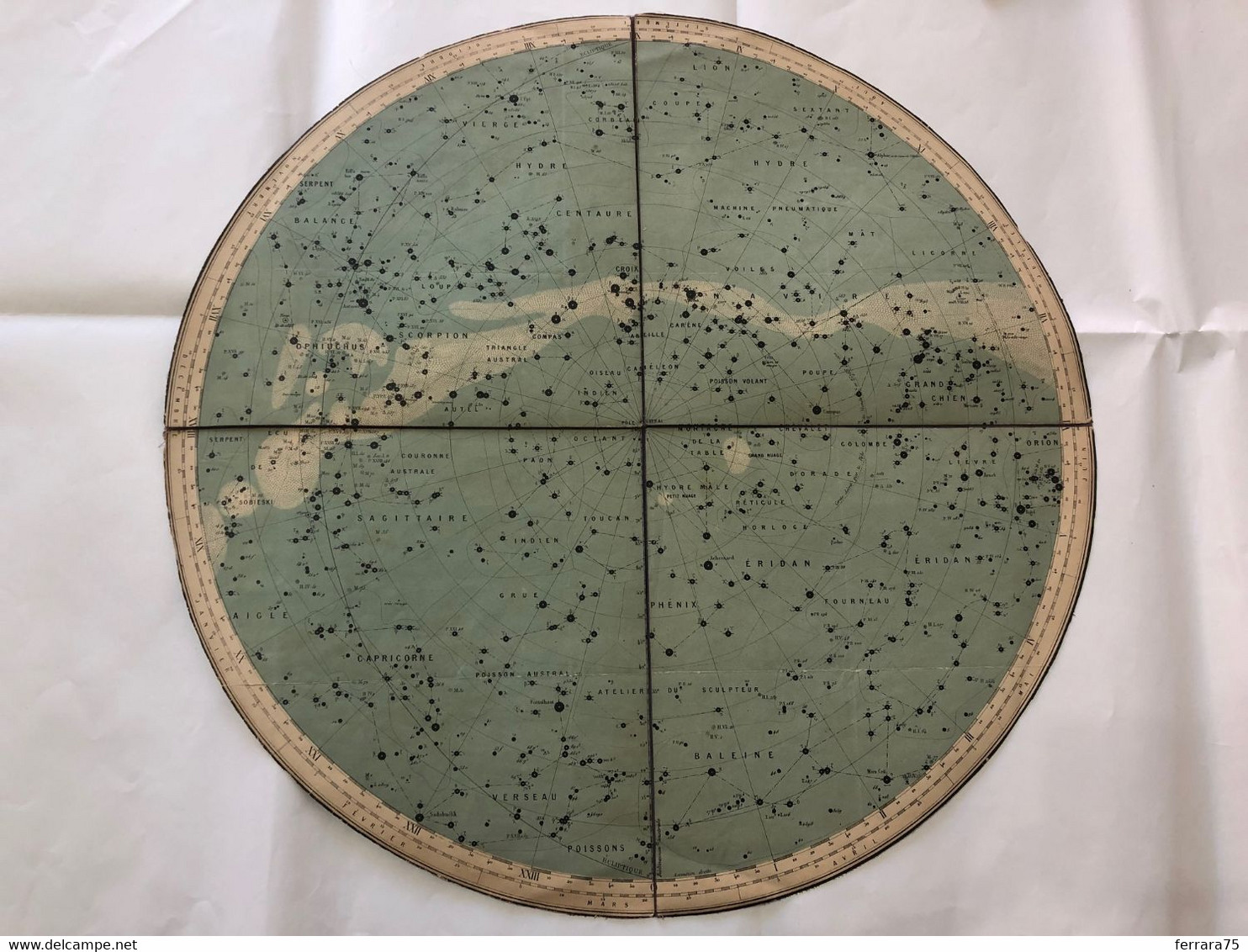 LOTTO DI TRE MAPPE ASTRONOMIA STELLE PLANISFERO AVIAZIONE CAMILLE FLAMMARION.