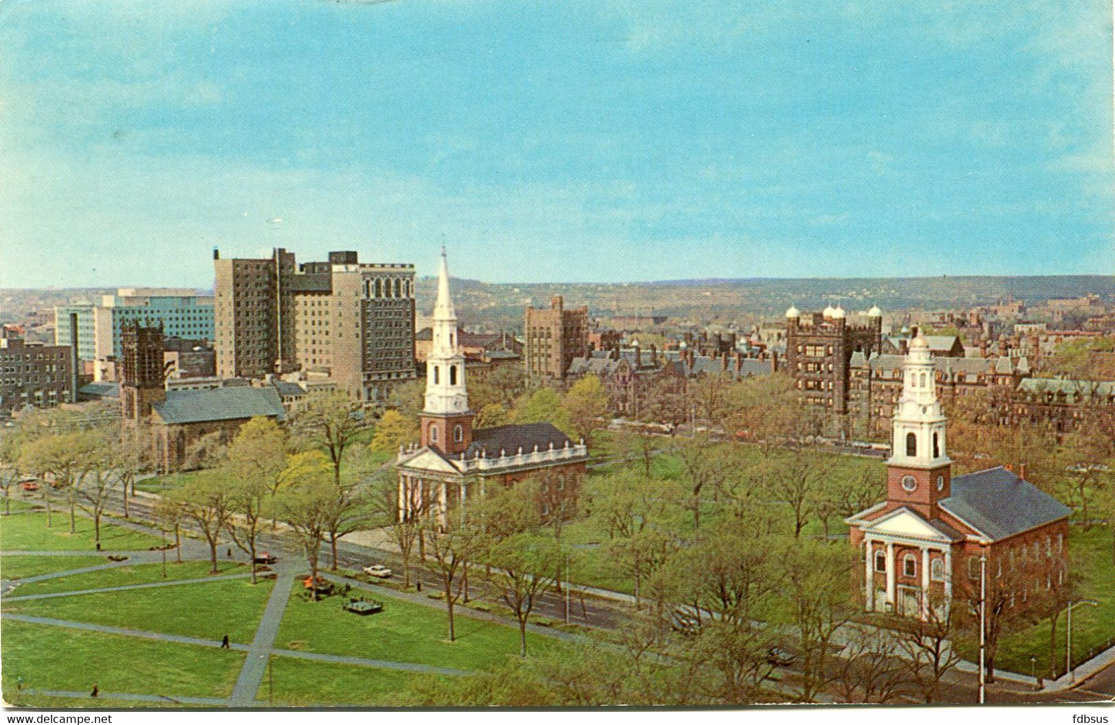 1976 New Haven - The Three Churches On The Green - Postcard To Belgium - See Stamps And Cancellations - New Haven