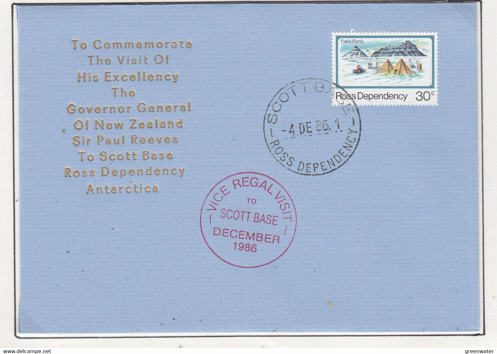 Ross Dependency 1986 Scott Base Vice Regal Visit Ca Vice Regal Visit 4 DEC 86 (SC111B) - Lettres & Documents