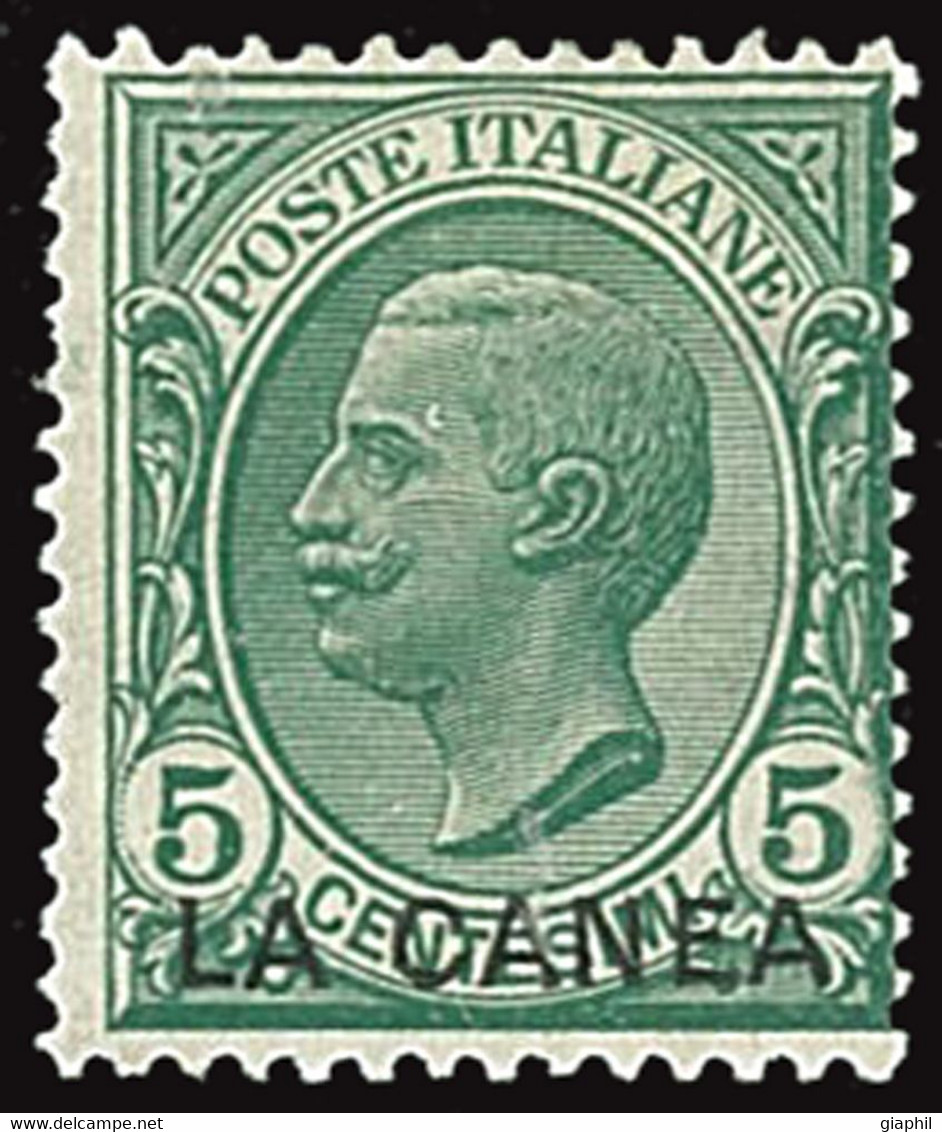 ITALIA UFFICI POSTALI LA CANEA  1907 5 C. SOPRASTAMPA IN BASSO (Sass. 14a) NUOVO INTEGRO ** OFFERTA! - La Canea