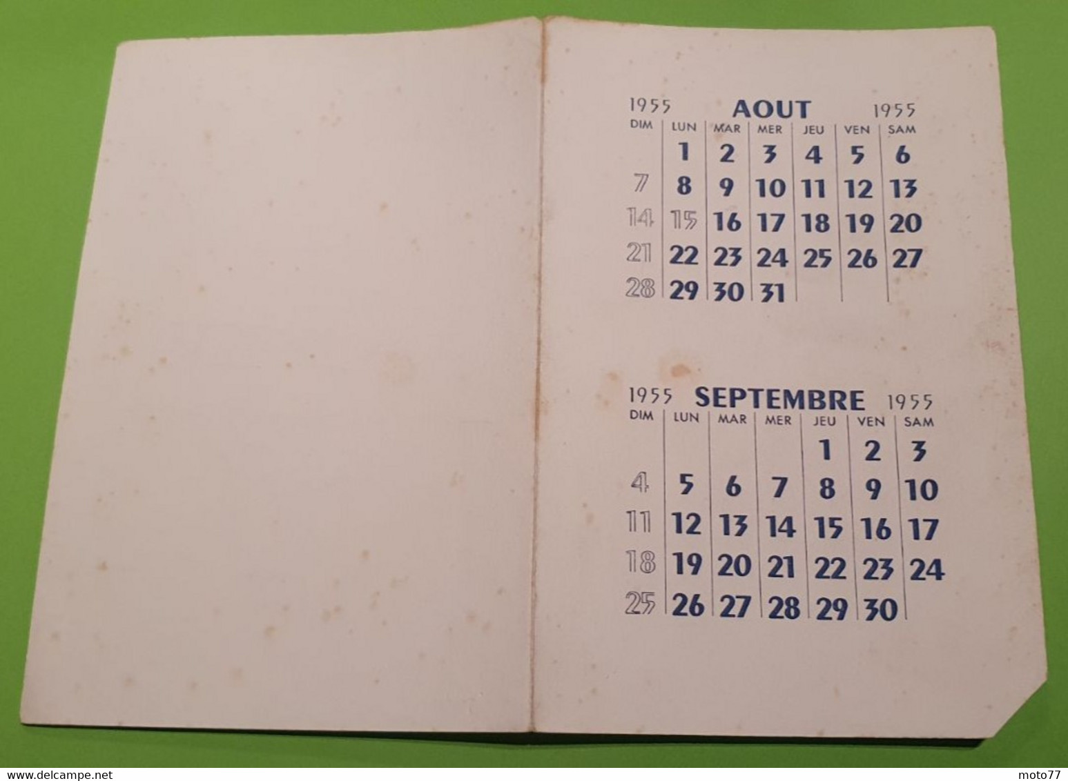 Buvard 789 CALENDRIER - Laboratoire -Ecriture Inversée-Etat D'usage:voir Photos-15.5x23.5cm Fermé Environ- 08 Et 09-1955 - Produits Pharmaceutiques