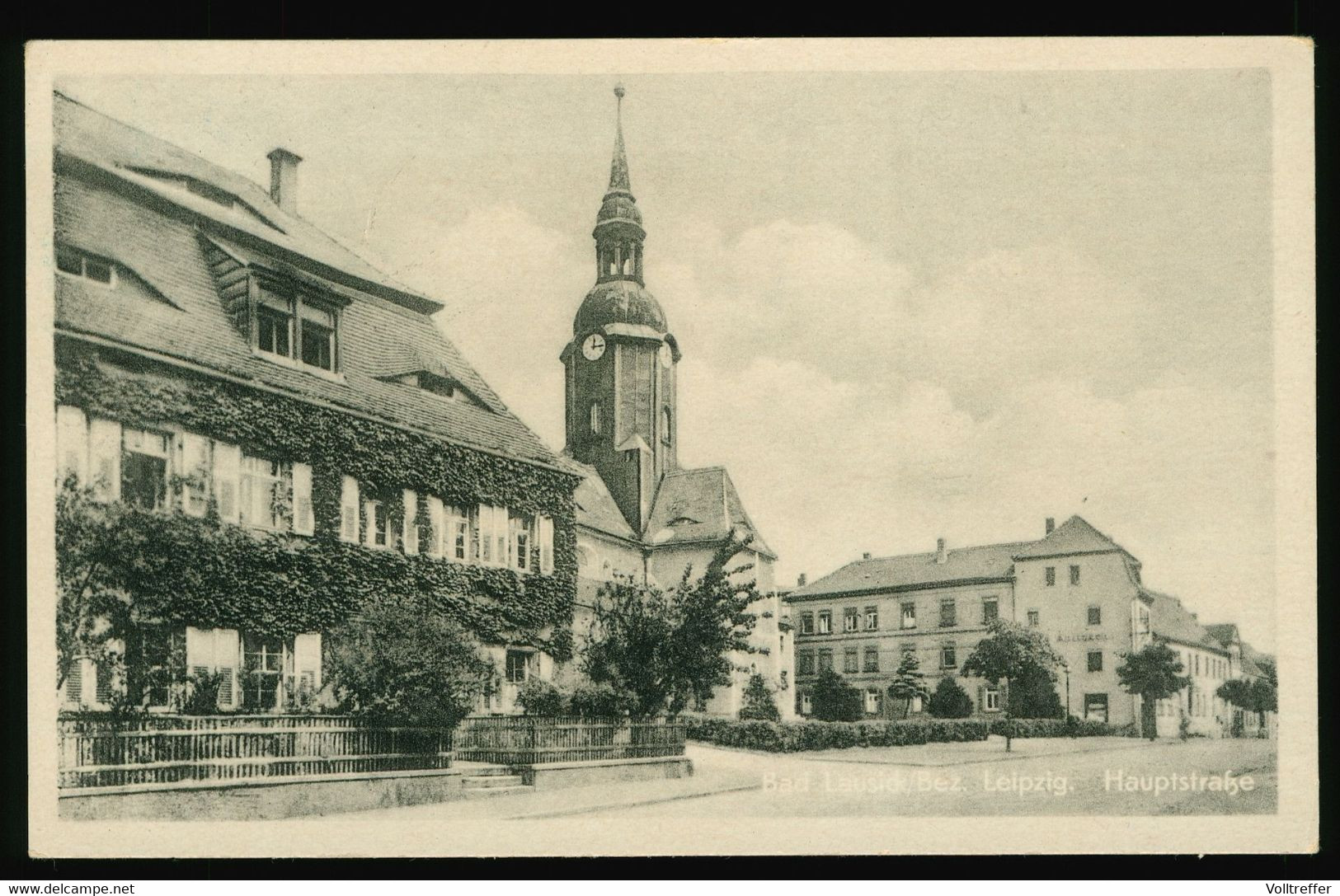 Orig. DDR AK Im Kleinformat 1959 Bad Lausick In Sachsen, Hauptstraße Mit Kirche, Gelaufen Mit SST - Bad Lausick