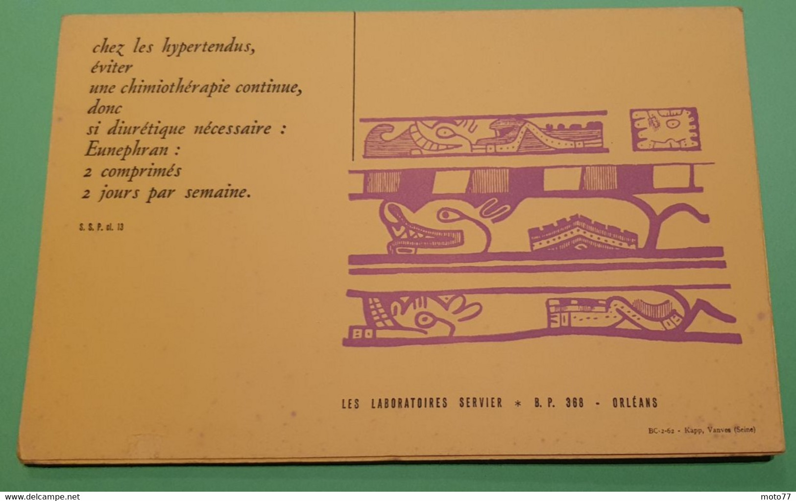 Buvard 793 CALENDRIER - Laboratoire Servier - EUNEPHRAN - Etat D'usage:voir Photos-24x15.5cm Fermé Environ- FEVRIER 1962 - Produits Pharmaceutiques