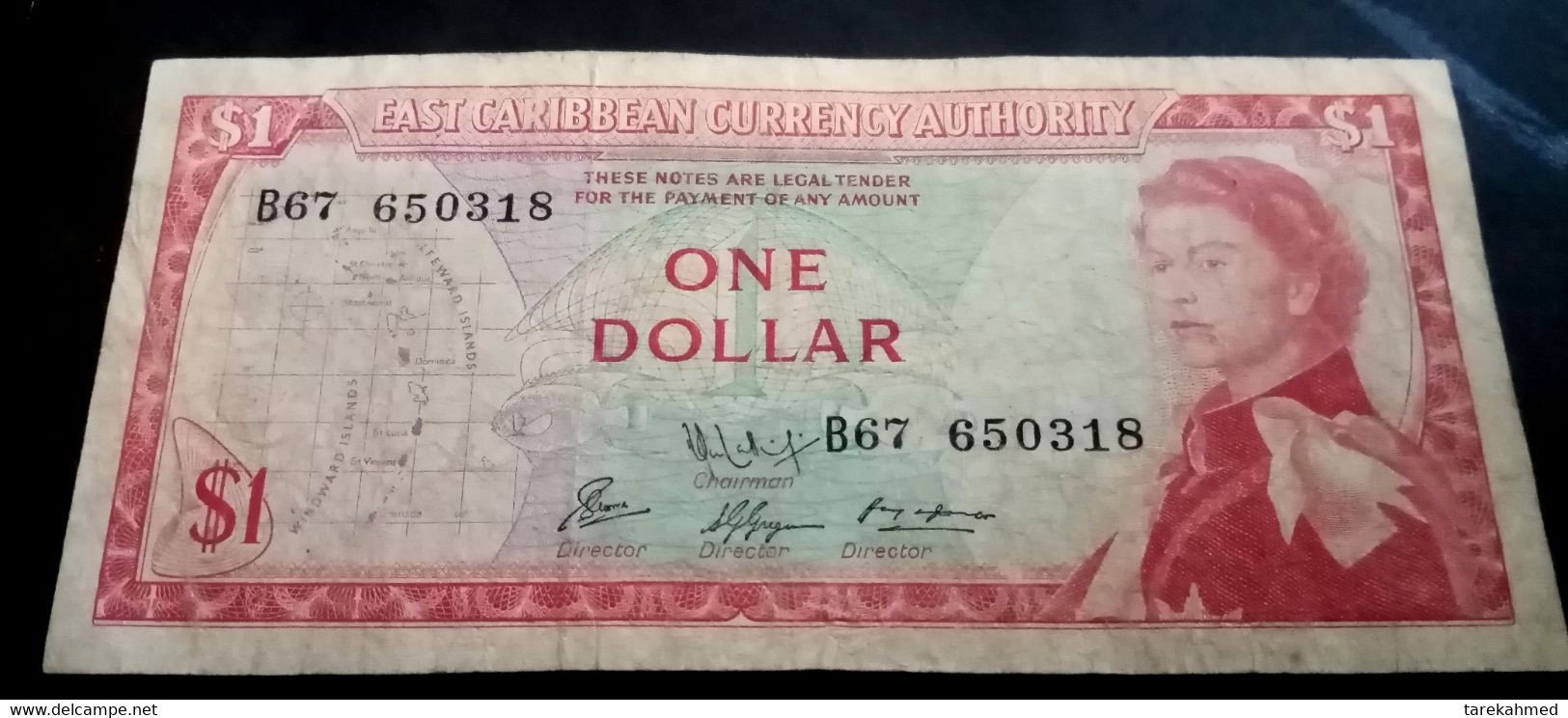 EAST CARIBBEAN 1965 , One Dollar , P13L , Island Of St. Lucia - 1965 ) - Ostkaribik