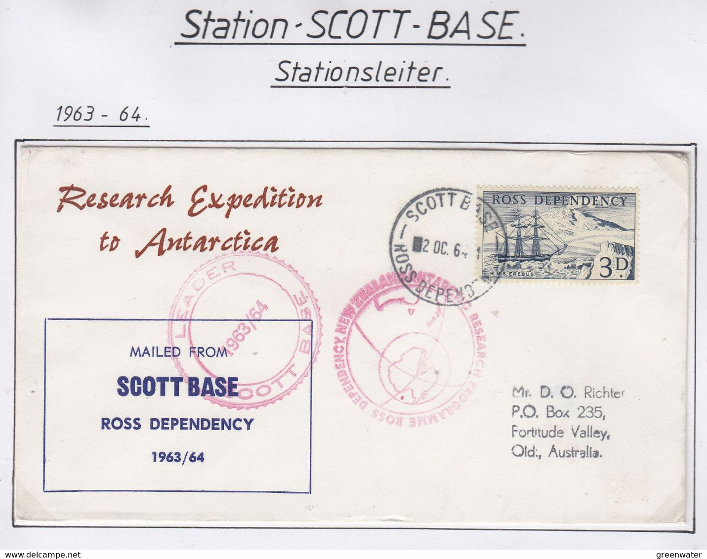 Ross Dependency 1964 Scott Base Ca Leader Scott Base Cover Ca Scott Base 2 DC 64 (SC114A) - Lettres & Documents