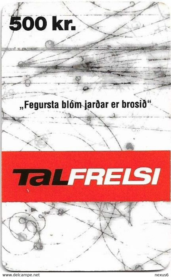 Iceland - Tal Frelsi - White Vertical, GSM Refill 500Kr, Used - Islanda