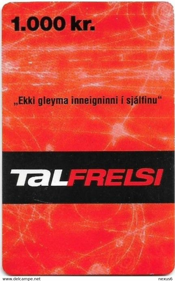 Iceland - Tal Frelsi - Orange Vertical, GSM Refill 1.000Kr, Used - Islanda