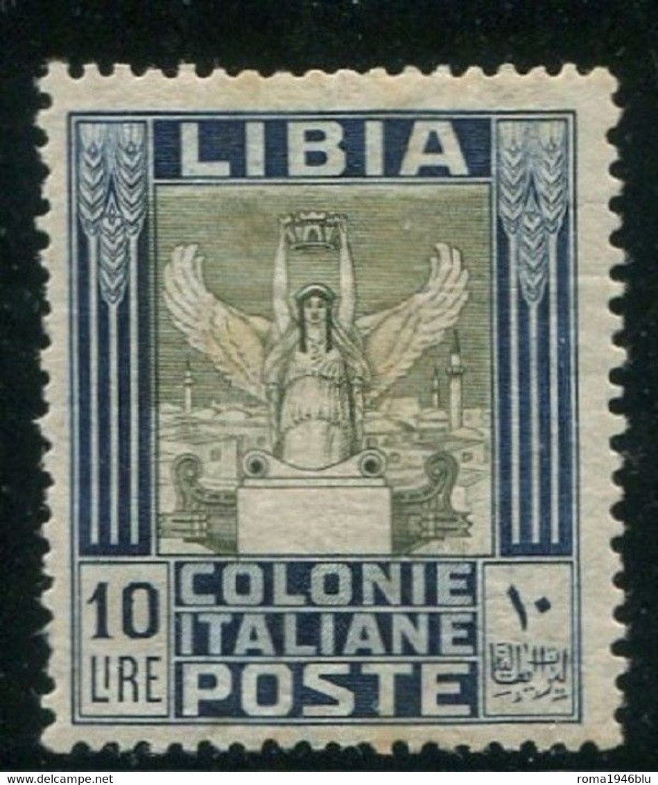 LIBIA 1921 PITTORICA 10 L. DENT. 14X13 1/4 SASSONE 32a ** MNH CERT. DIENA - Libië