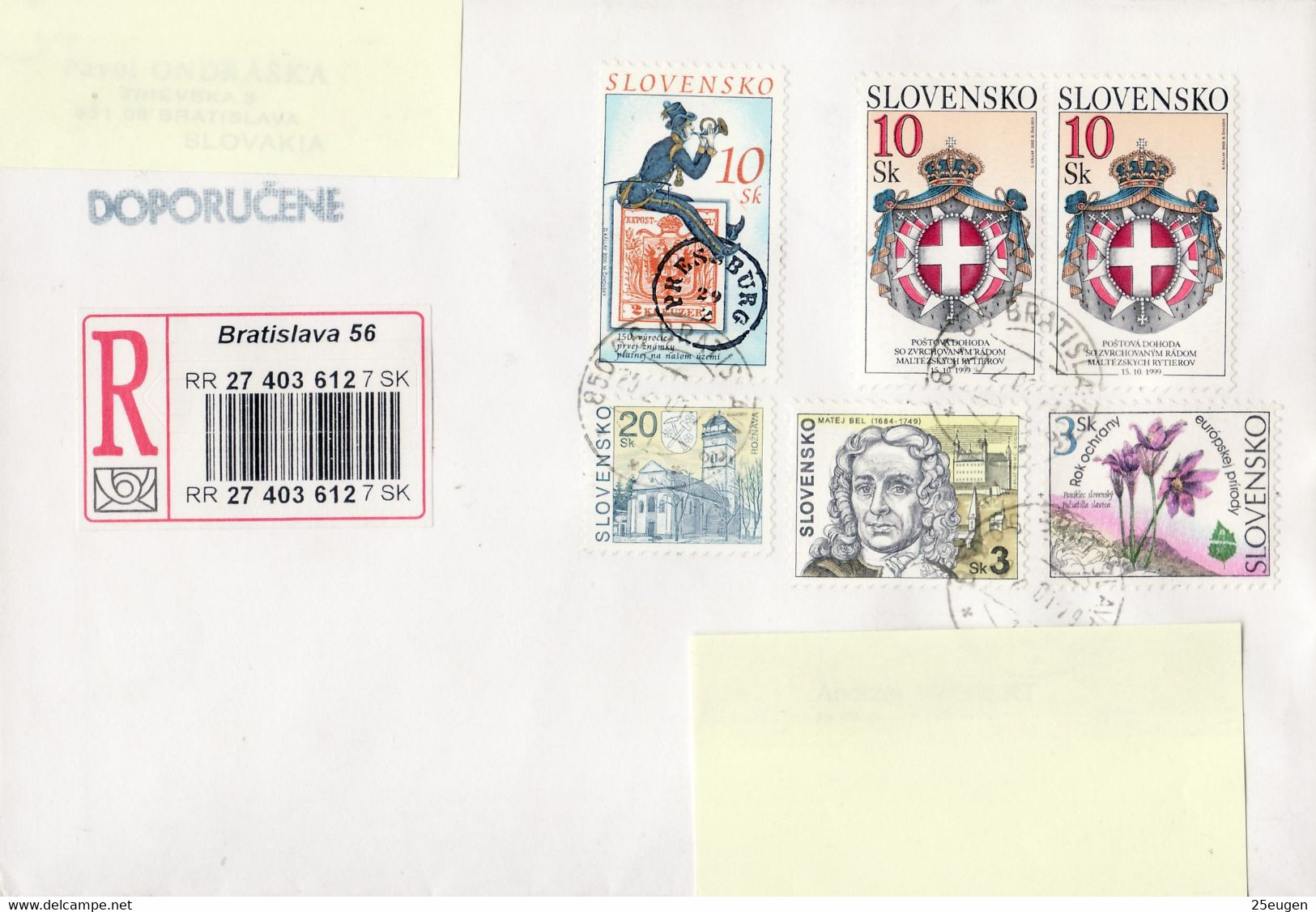 SLOVAKIA REGISTERED COVER SENT TO POLAND 2001 - Storia Postale