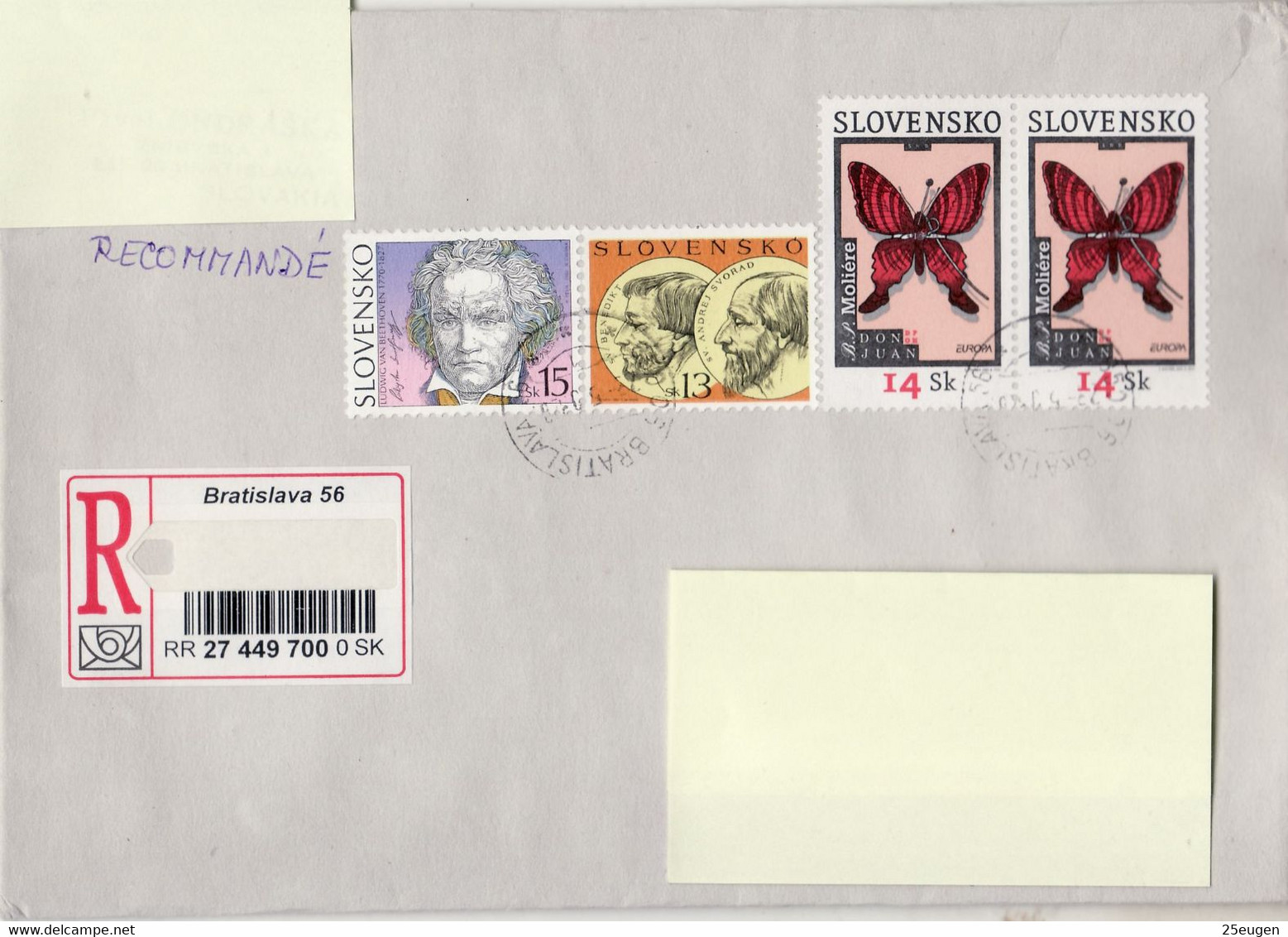 SLOVAKIA REGISTERED COVER SENT TO POLAND 2003 - Lettres & Documents