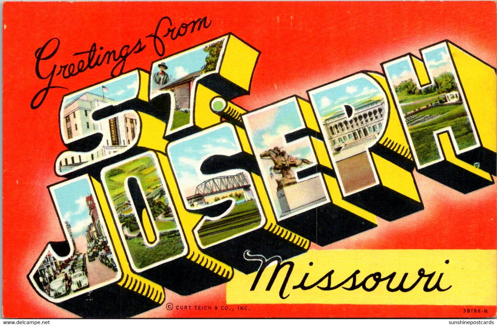 Missouri Greetings From St Joseph Large Letter Linen Curteich - St Joseph