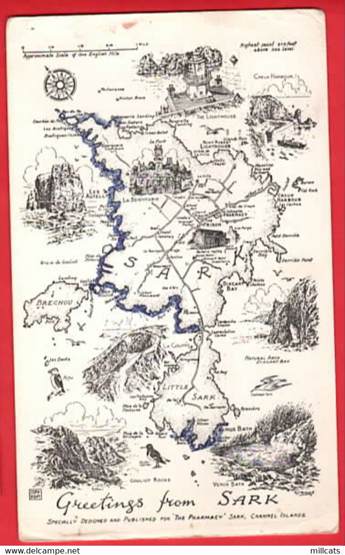 UK CHANNEL ISLANDS  SARK  MAP CARD  Pu 1965 - Sark