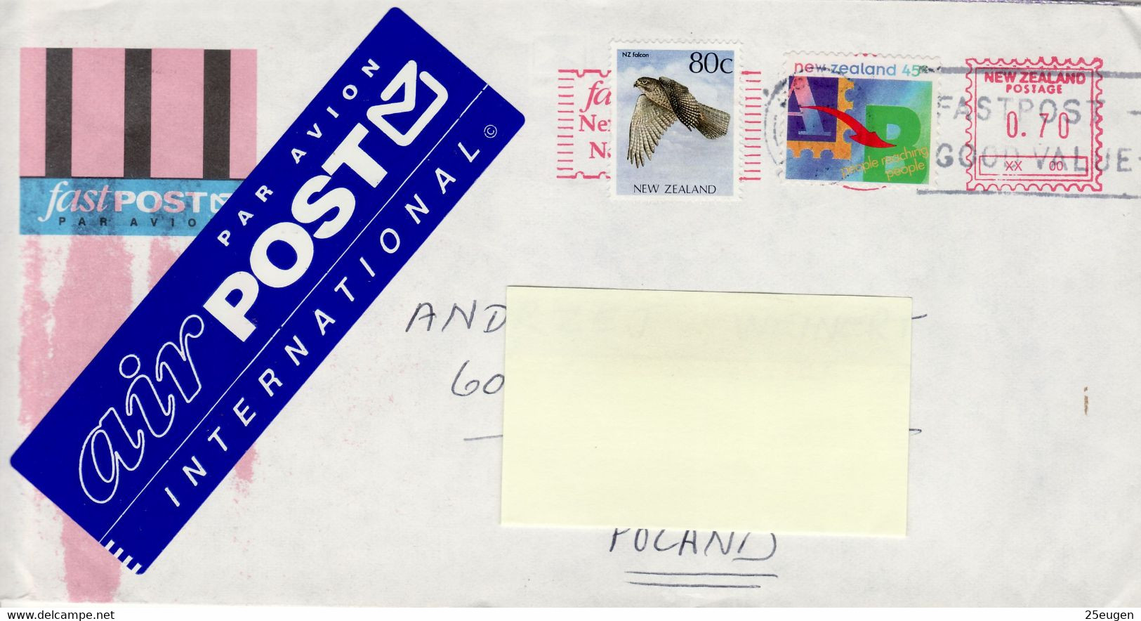 NEW ZEALAND COVER SENT TO POLAND 1995 - Lettres & Documents