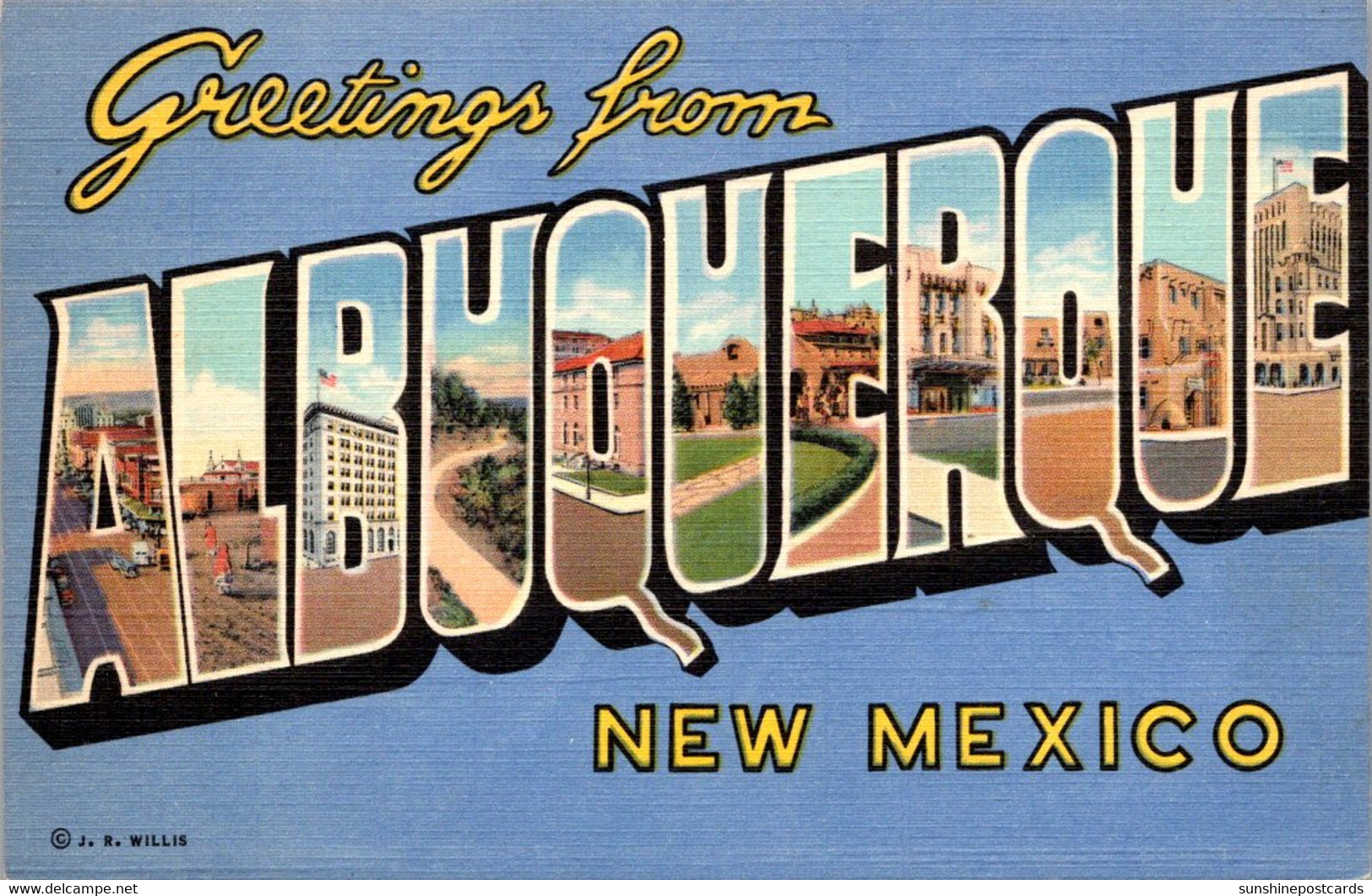 New Mexico Greetings From Albuquerque Large Letter Linen Curteich - Albuquerque