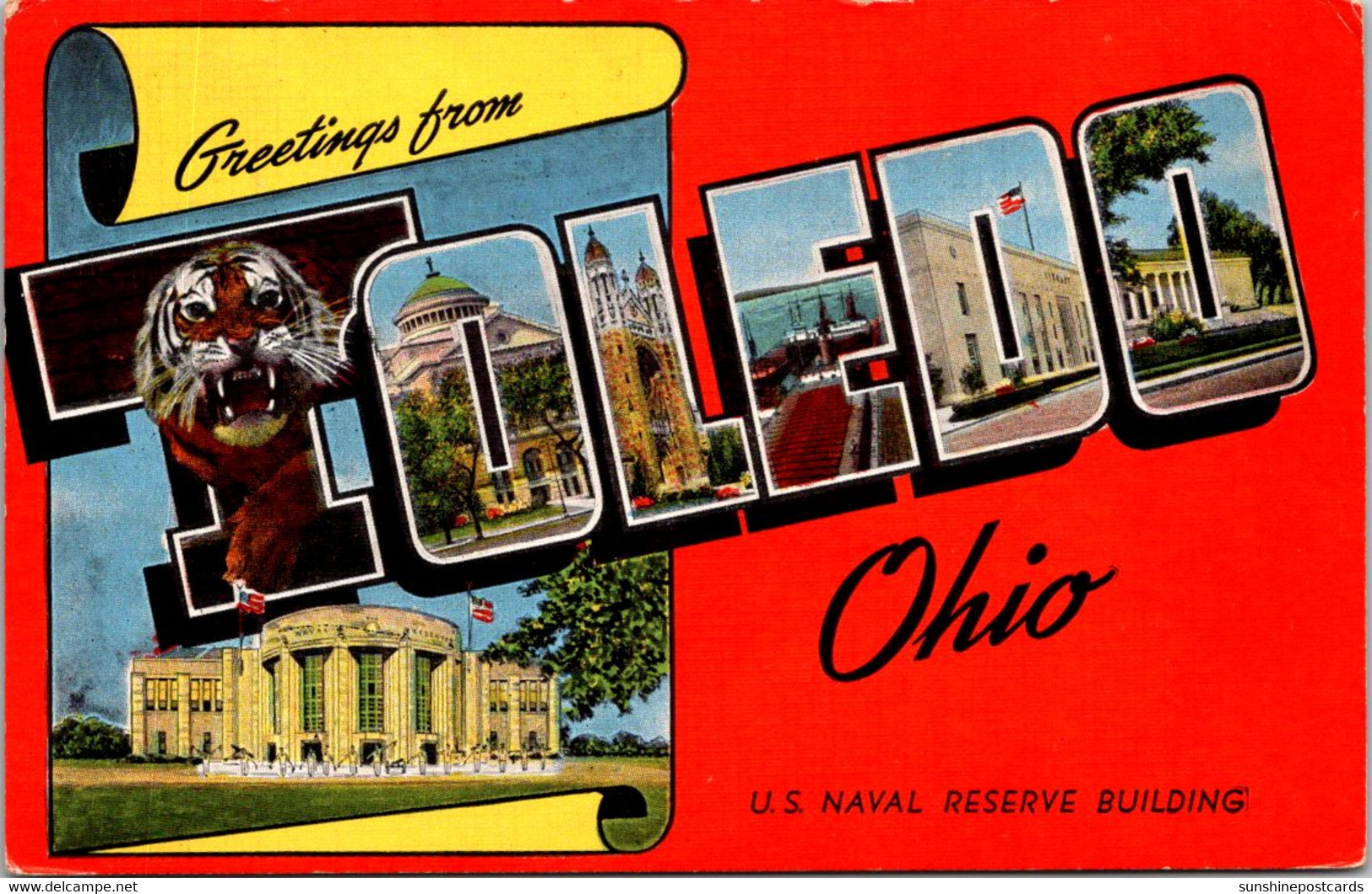Ohio Greetings From Toledo Large Letter Linen 1952 - Toledo