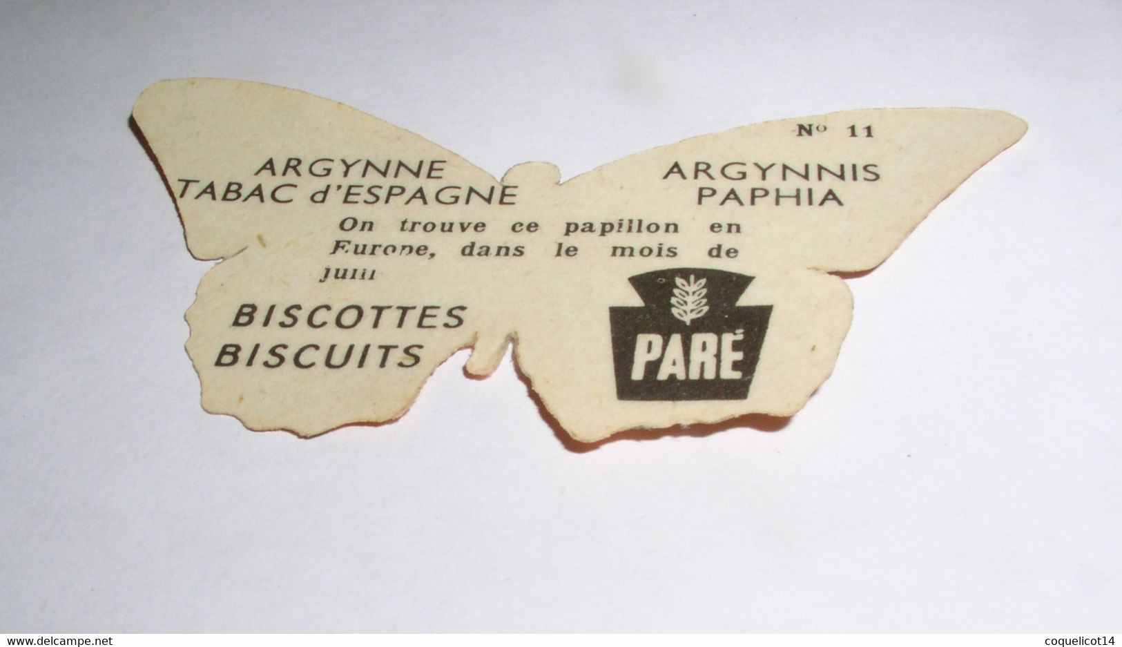 Biscottes Biscuits Paré Découpis Papillon N°11 Argynne Tabac D'Espagne - Animaux