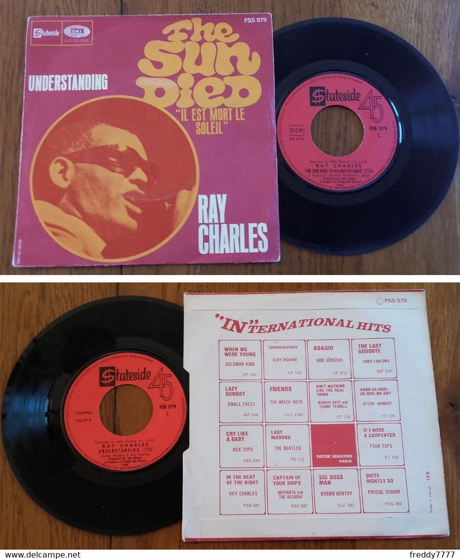 RARE French SP 45t RPM BIEM (7") RAY CHARLES ("Il Est Mort Le Soleil", 1968) - Soul - R&B