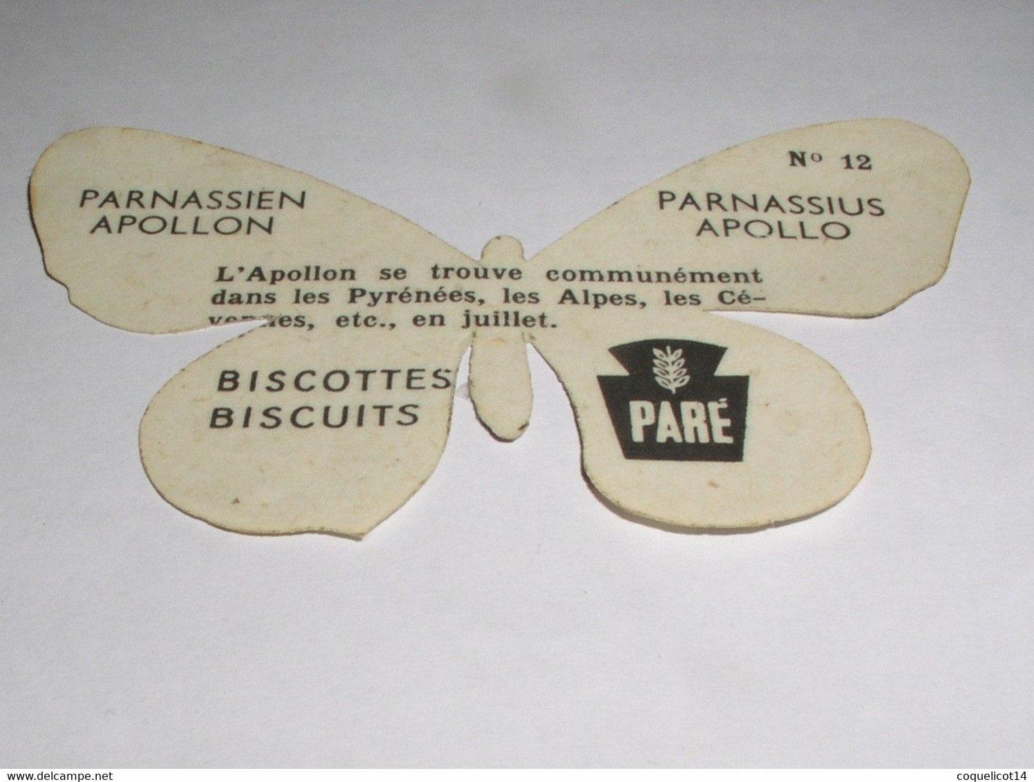 Biscottes Biscuits Paré Découpis Papillon N°12 Parnassien Apollon - Dieren