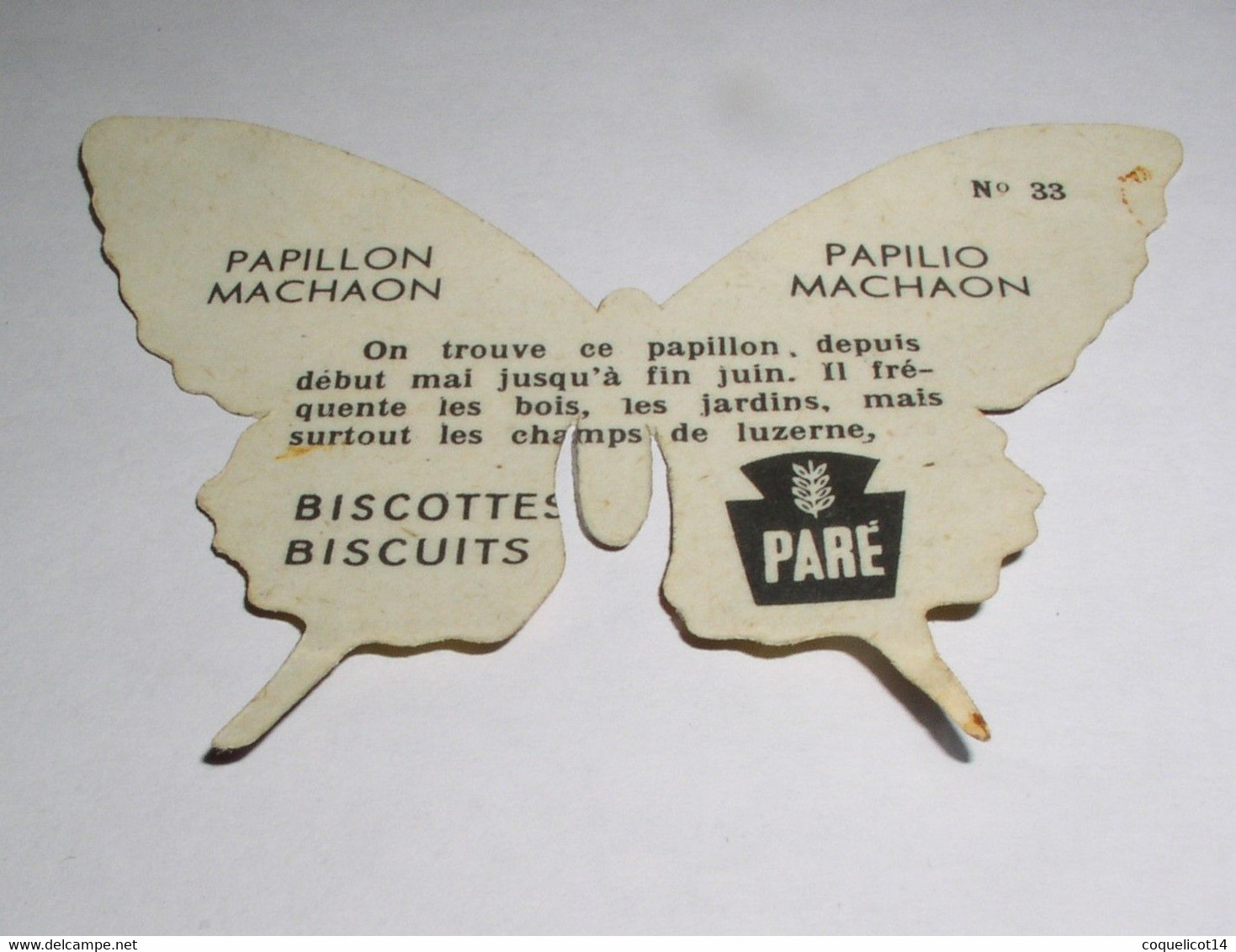 Biscottes Biscuits Paré Découpis Papillon N°33 Papillon Machaon - Dieren