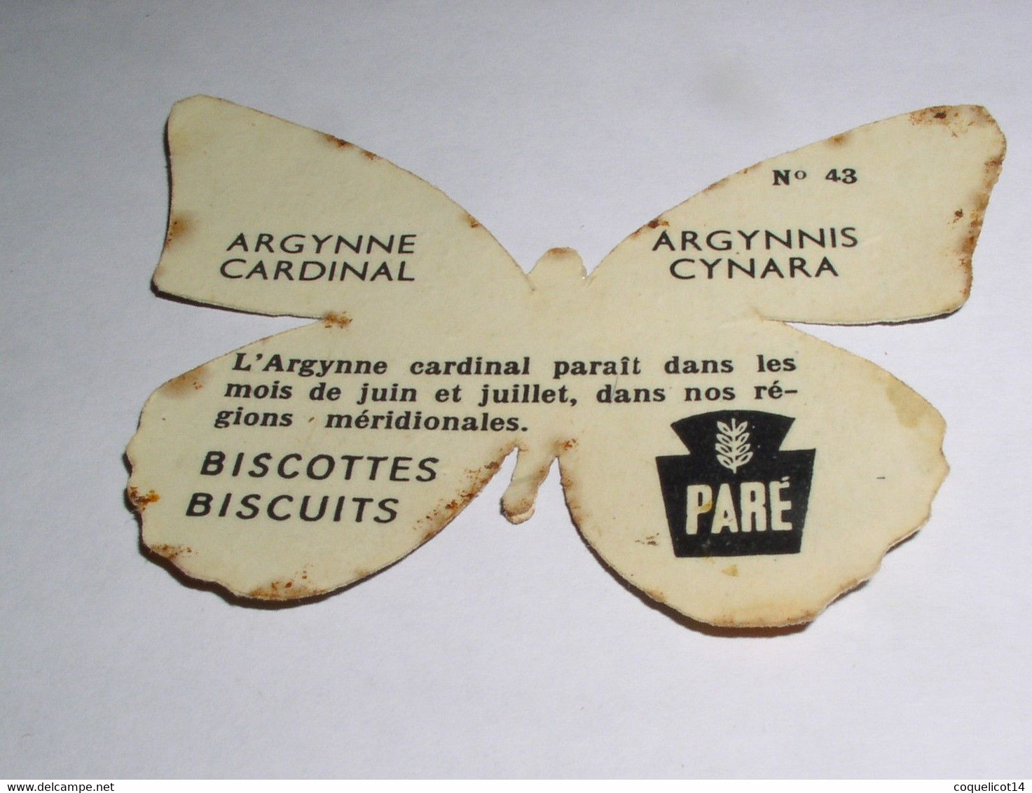 Biscottes Biscuits Paré Découpis Papillon N°43 Argynne Cardinal - Animales