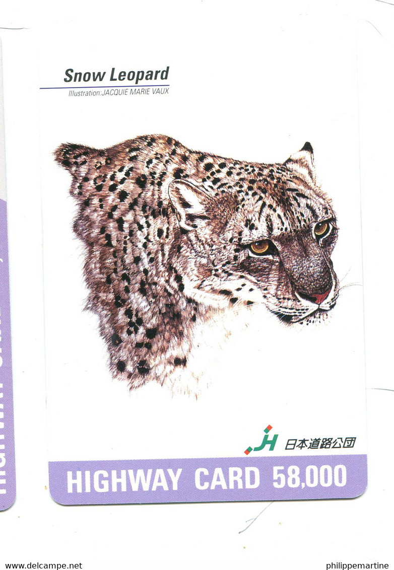 Titre De Transport Highway Card  :  Léopard Des Neiges - Illustration Jacquie Marie Vaux - Mundo