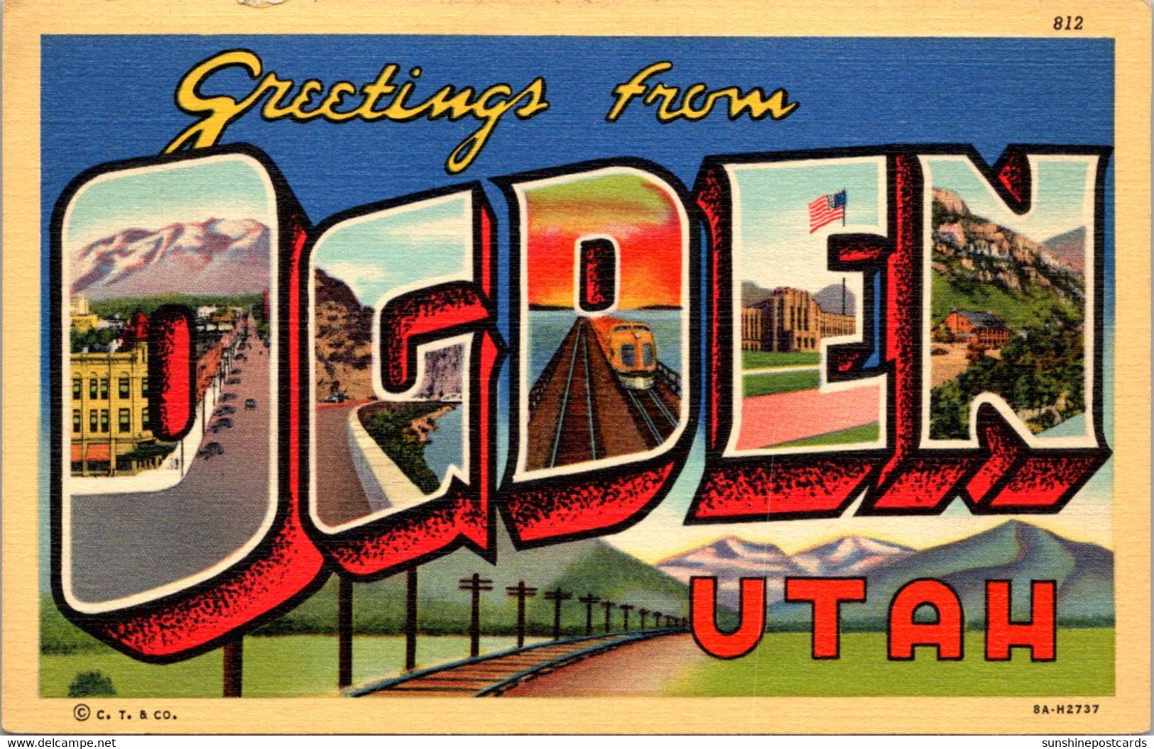 Utah Greetings From Ogden Large Letter Linen 1939Curteich - Ogden