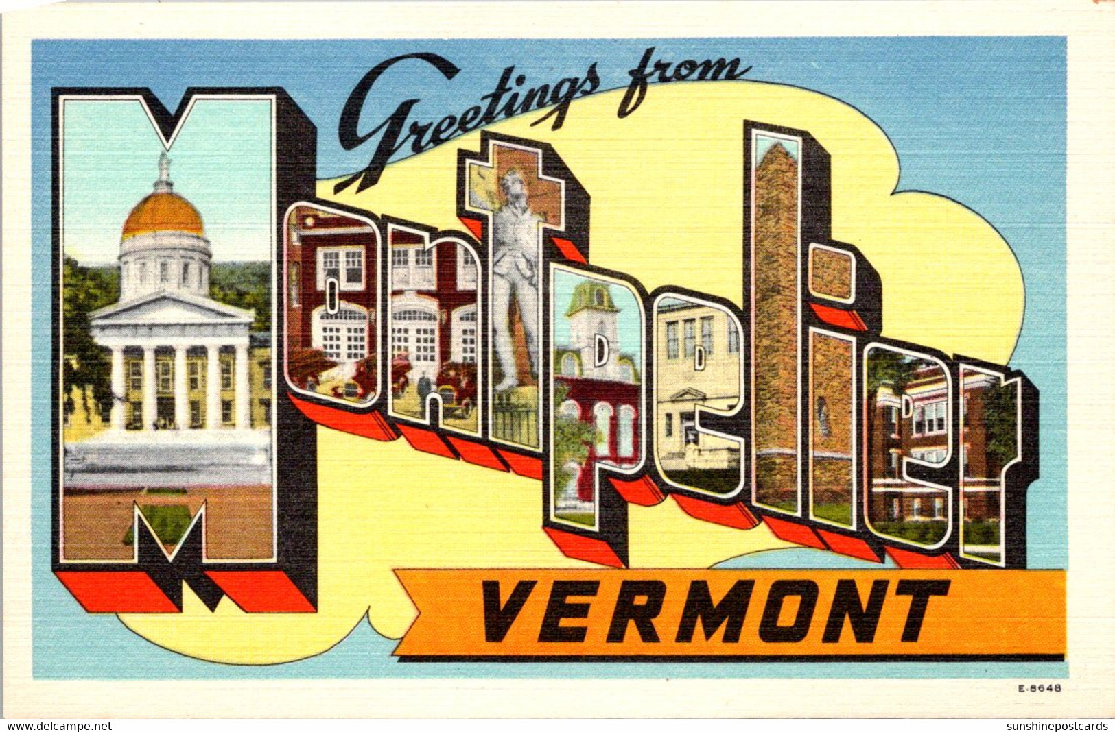 Vermont Greetings From Monpelier Large Letter Linen - Montpelier