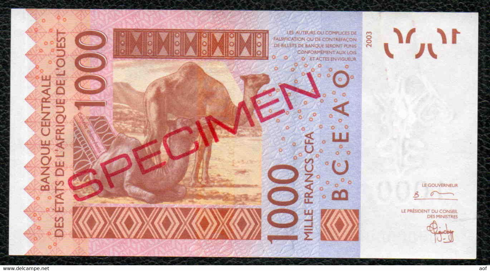 1000F CFA Spécimen BURKINA FASO - Burkina Faso