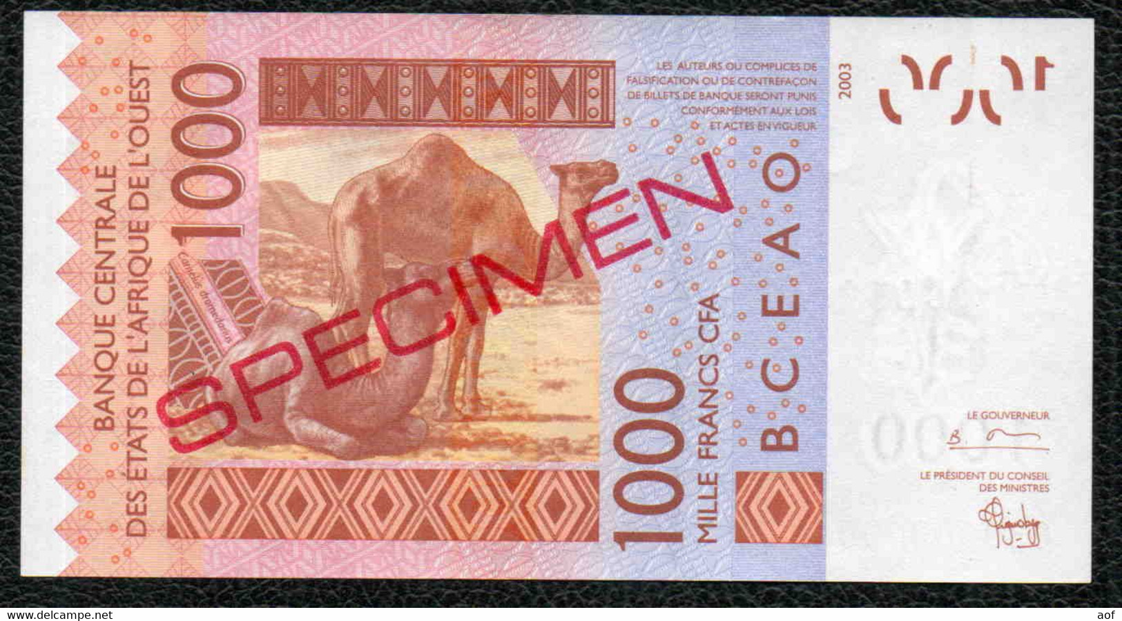 1000F CFA Spécimen BENIN - Bénin