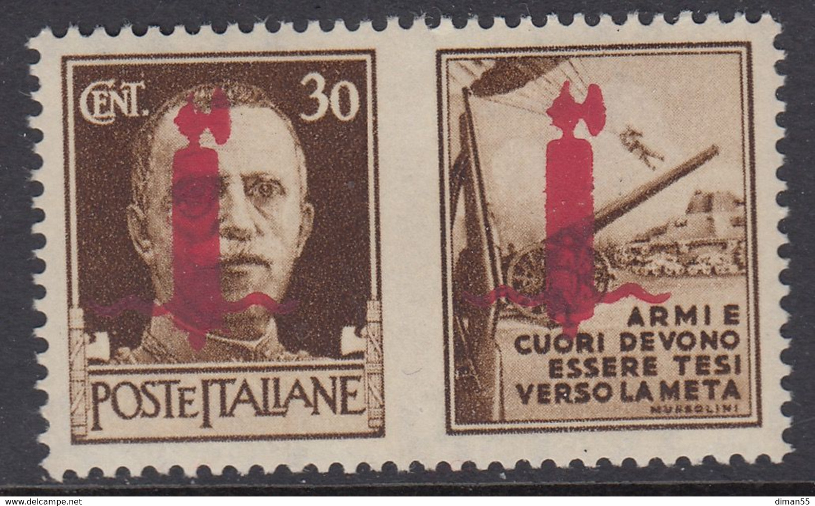 ITALY - R.S.I. - Prop. Di Guerra Emiss. Di Firenze Sass N. 42 (Lilla Carminio) Cv 600 Euro - FIRMATO MNH** Gomma Integra - Propaganda Di Guerra