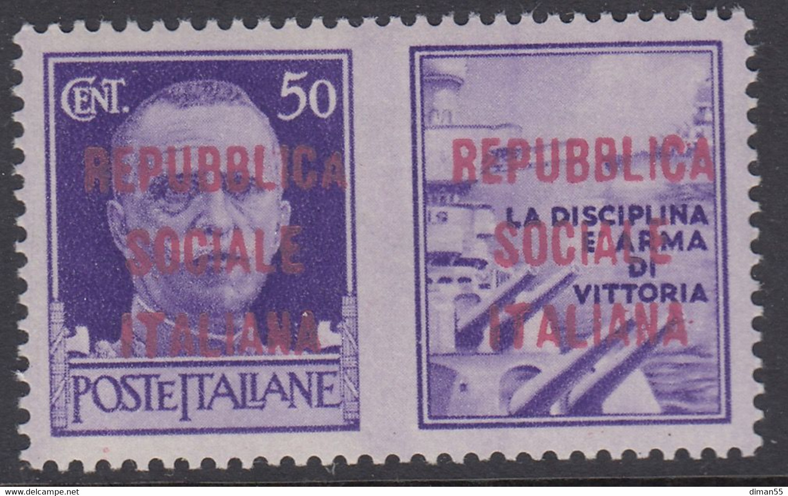 ITALY - R.S.I. - Prop. Di Guerra Emiss. Di Firenze Sass N. 45 (Lilla Carminio) Cv 1500 Euro - MNH** Gomma Integra - War Propaganda