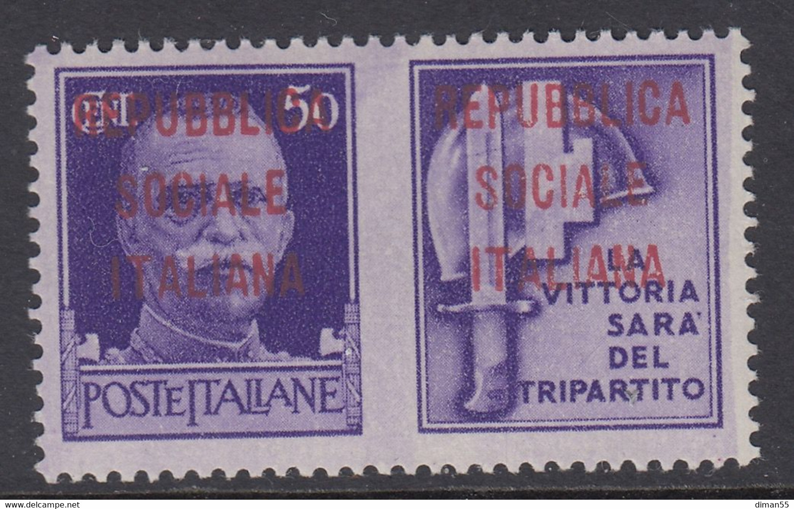 ITALY - R.S.I. - Prop. Di Guerra Emiss. Di Firenze Sass N. 48 (Lilla Carminio) Cv 1500 Euro - MNH** Gomma Integra - Propaganda Di Guerra