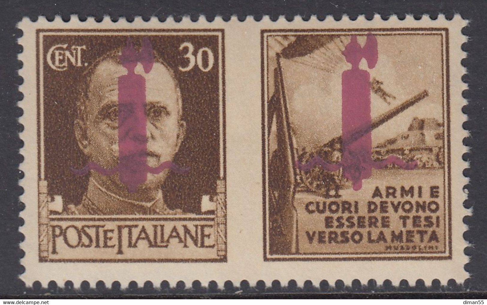 ITALY - R.S.I. - Propaganda Di Guerra Emiss. Di Firenze Sassone N. 42/I (Lilla) - Cat. 300 Euro - Gomma Integra MNH** - Propaganda Di Guerra