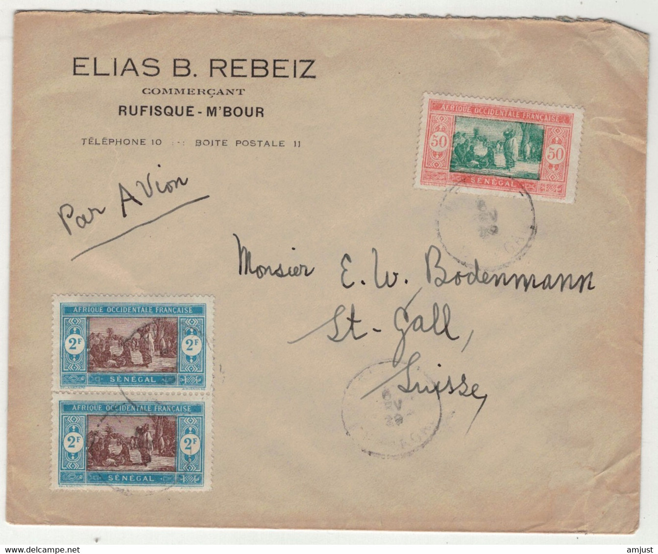 France // Ex-colonies // Sénégal // Lettre Pour La Suisse (Saint-Gall) - Covers & Documents