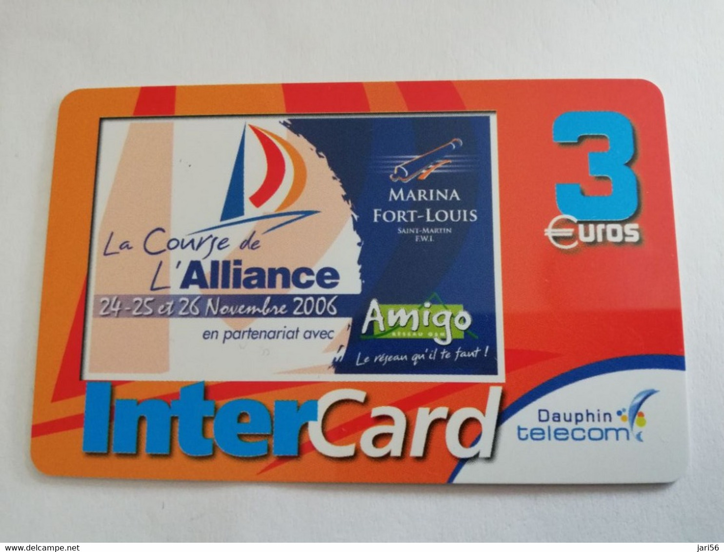 ST MARTIN / INTERCARD  3 EURO    LE COURSE DE ALLIANCE          NO 156   Fine Used Card    ** 6605 ** - Antille (Francesi)
