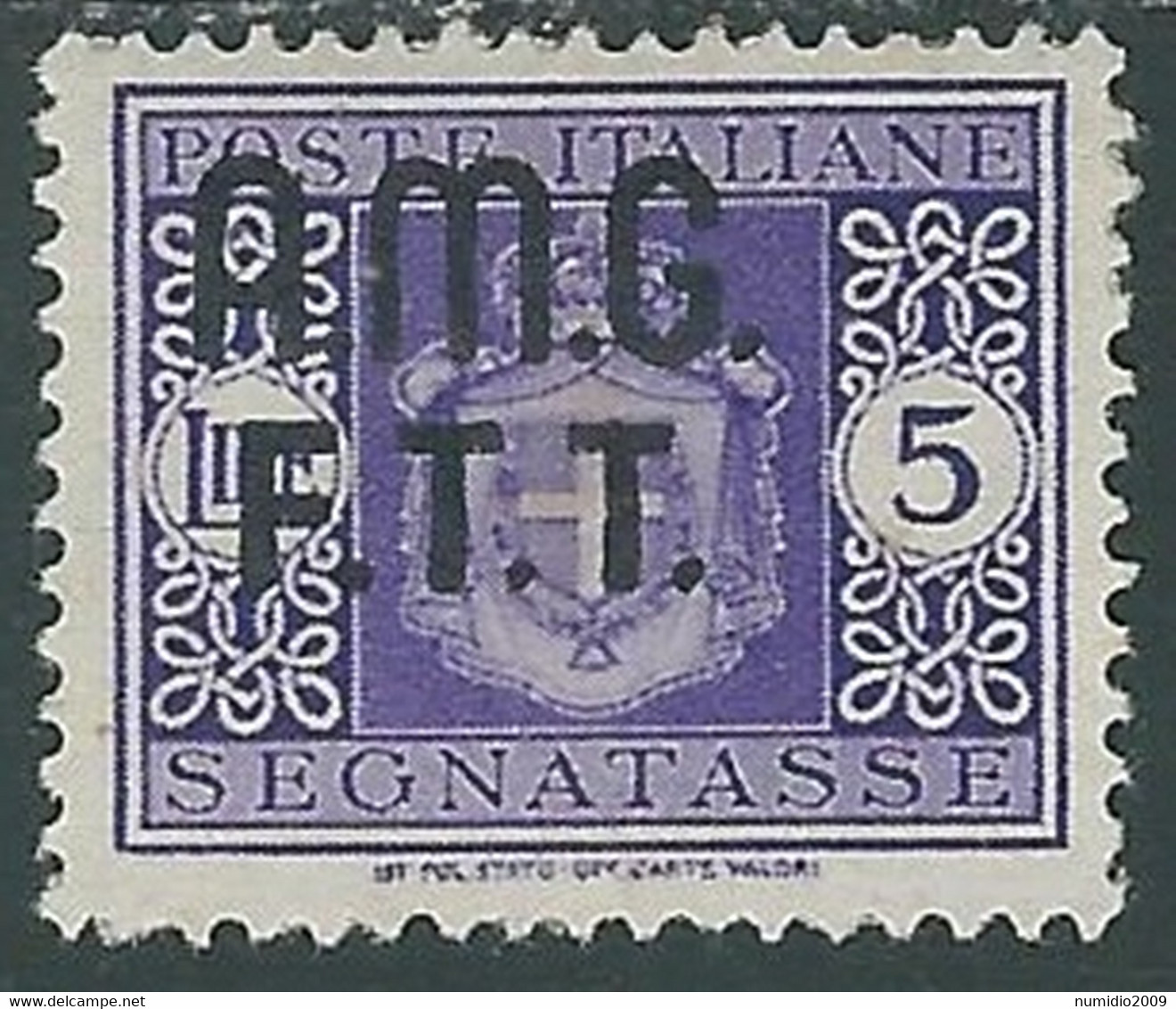 1947 TRIESTE A SEGNATASSE 5 LIRE MH * - P17-3 - Segnatasse