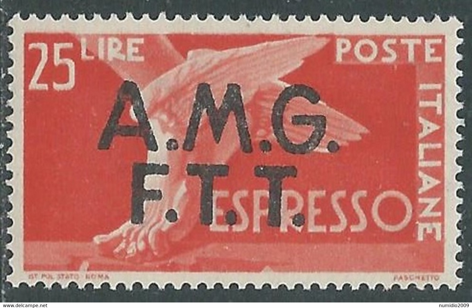 1947-48 TRIESTE A ESPRESSO DEMOCRATICA 25 LIRE MNH ** - P17-9 - Posta Espresso