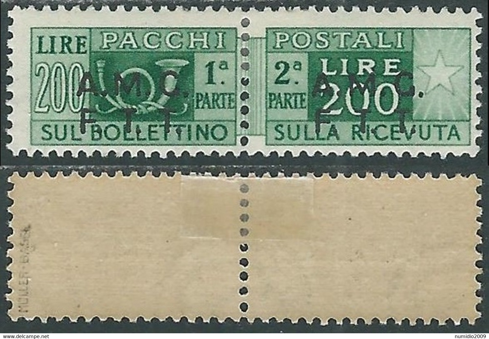 1947-48 TRIESTE A PACCHI POSTALI 200 LIRE MH * - P49 - Colis Postaux/concession