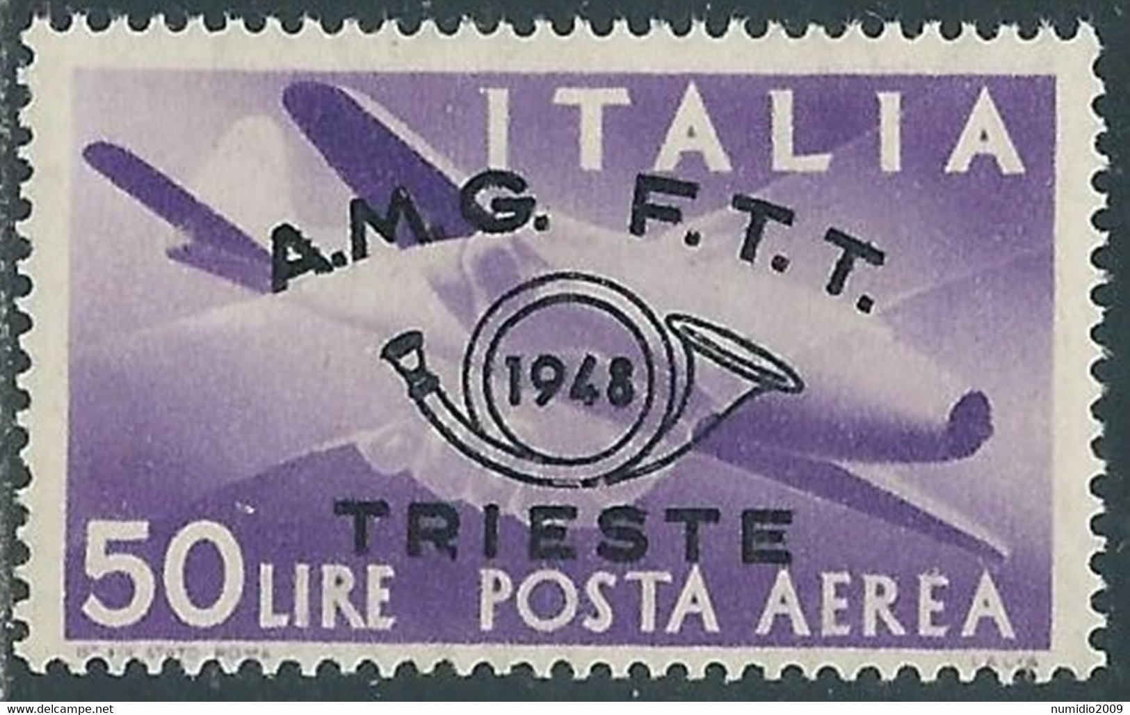 1948 TRIESTE A POSTA AEREA CONVEGNO FILATELICO 50 LIRE MNH ** - P16-2 - Luchtpost