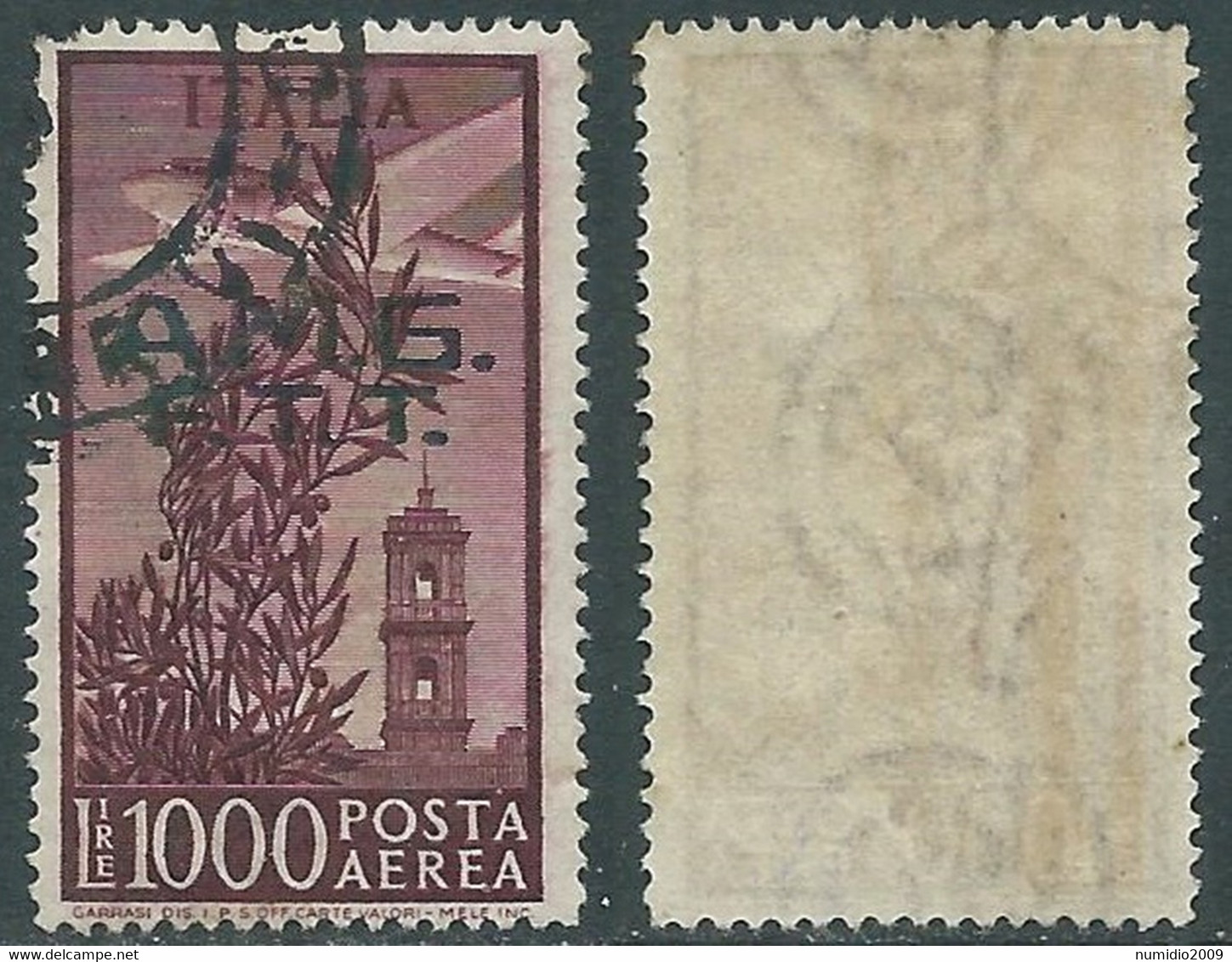 1948 TRIESTE A POSTA AEREA USATO CAMPIDOGLIO 1000 LIRE - P16-9 - Correo Aéreo