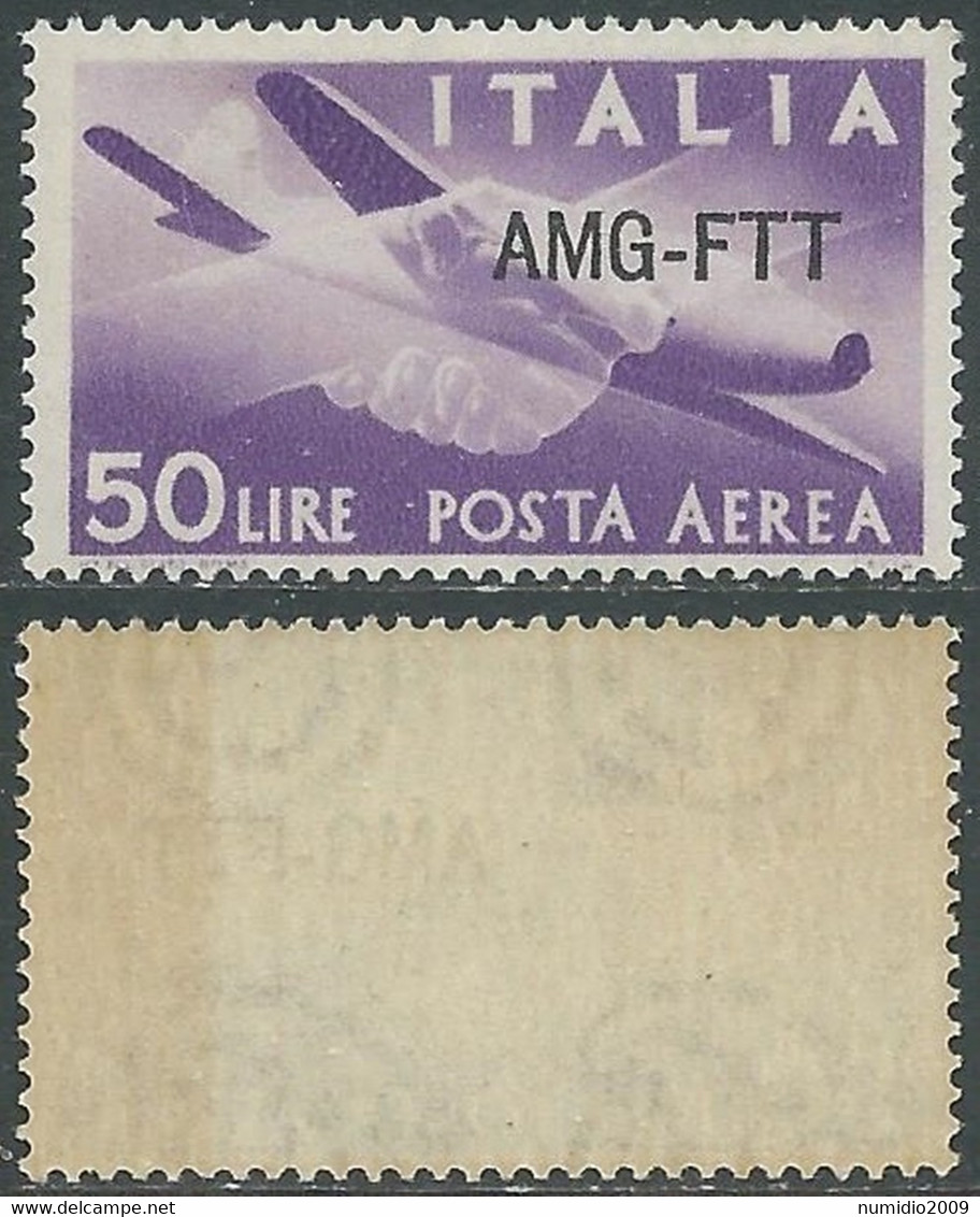 1949-52 TRIESTE A POSTA AEREA 50 LIRE GOMMA BICOLORE NO LINGUELLA - P38-10 - Luftpost