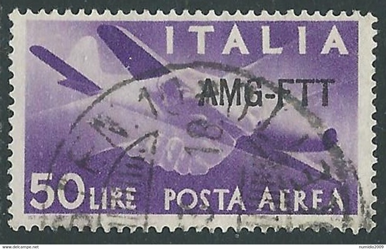 1949-52 TRIESTE A POSTA AEREA USATO DEMOCRATICA 50 LIRE - P16-9 - Posta Aerea