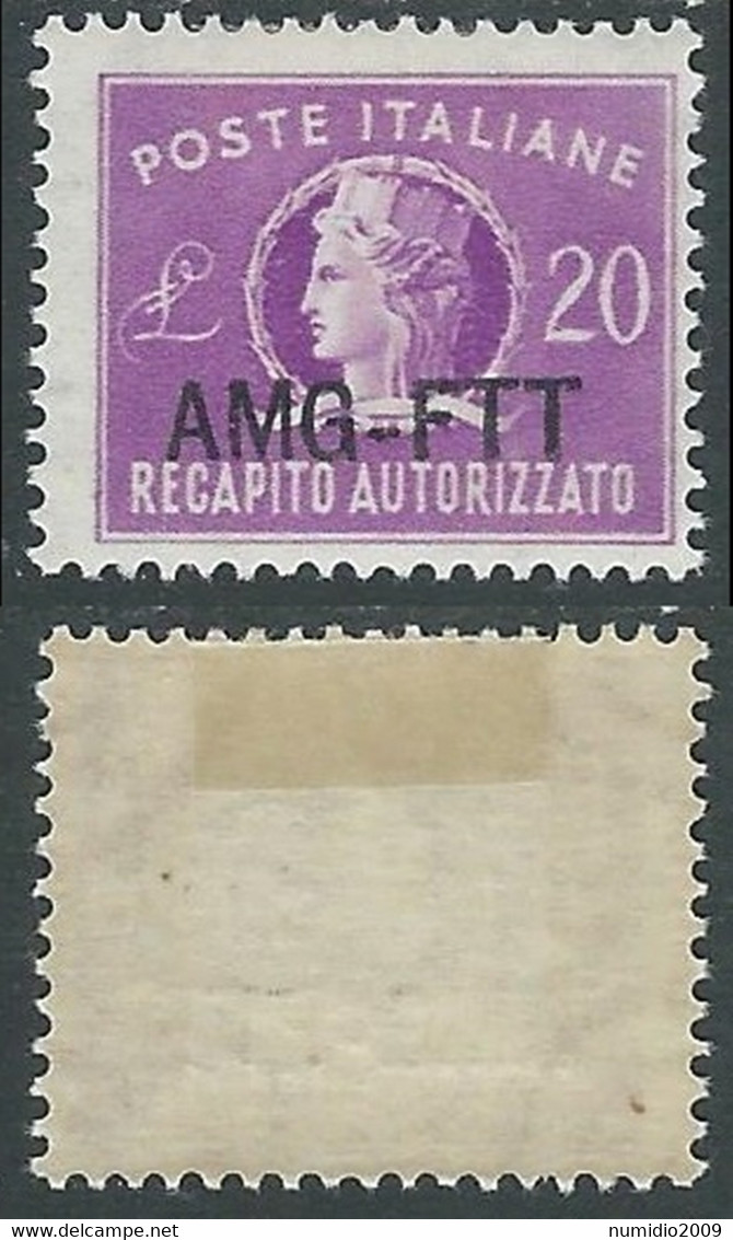 1949-52 TRIESTE A RECAPITO AUTORIZZATO 20 LIRE MH * - P17-6 - Express Mail