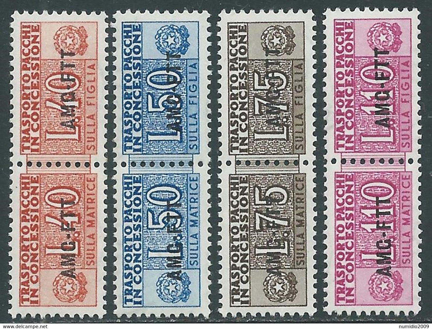 1953 TRIESTE A PACCHI IN CONCESSIONE 4 VALORI MNH ** - P49-9 - Postpaketen/concessie