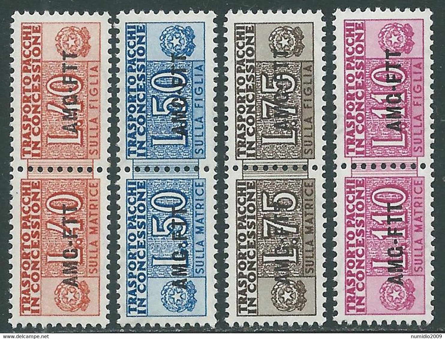 1953 TRIESTE A PACCHI IN CONCESSIONE 4 VALORI MNH ** - P49-9 - Paketmarken/Konzessionen