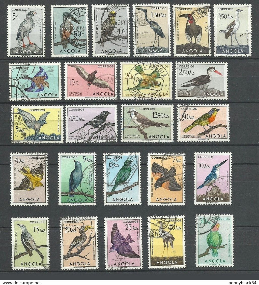 Angola 1951 Yvert 328/351 ° Oiseaux Vogel Birds Uccelli Aves Serie Complete De 24 V. - Angola