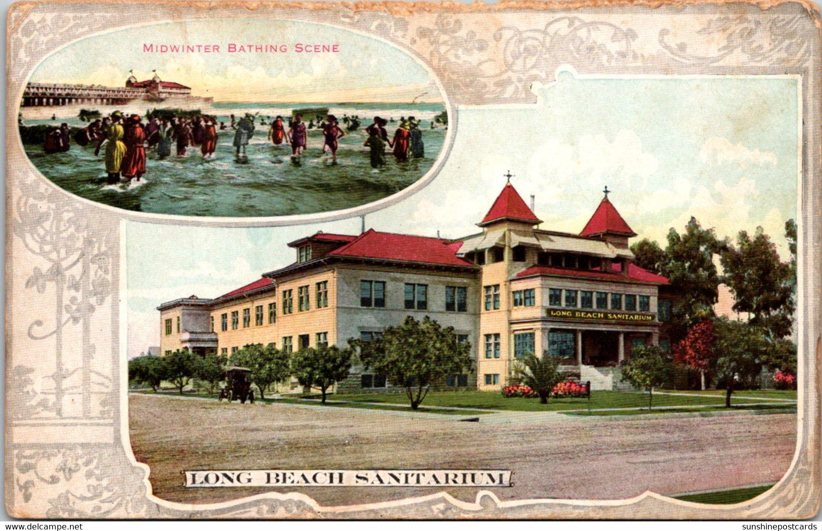 California Long Beach Sanitarium And Midwinter Bathing Scene - Long Beach