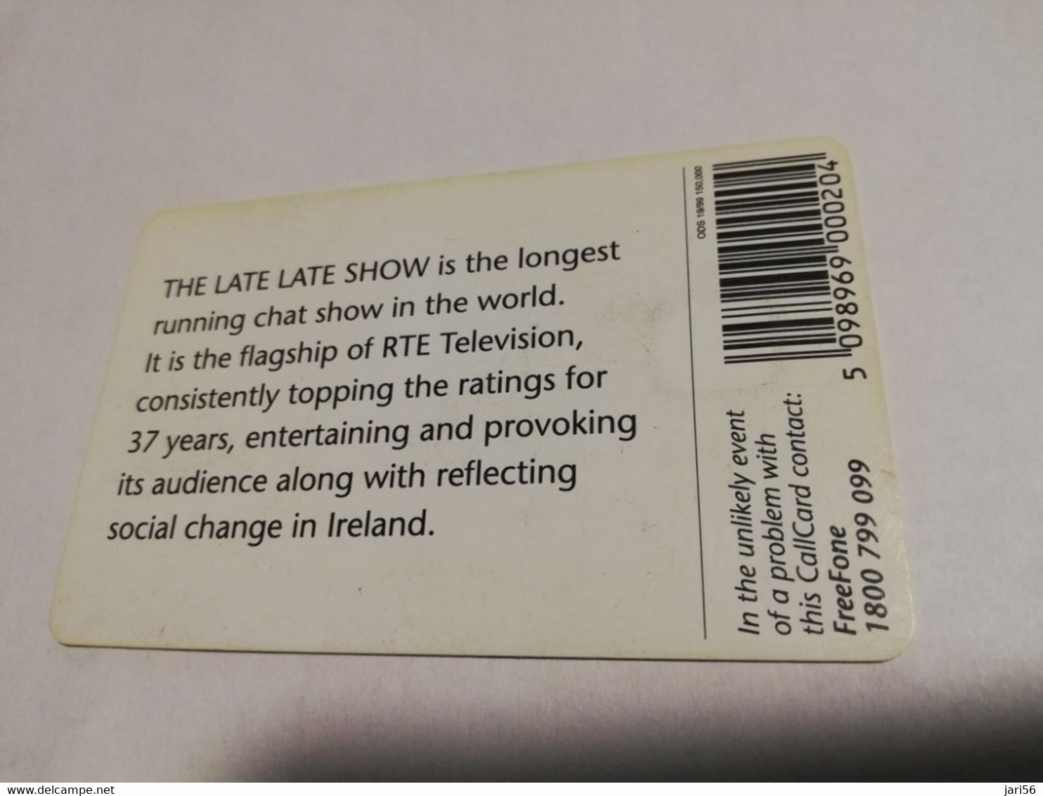 IRELAND /IERLANDE    CHIPCARD  20 UNITS     THE LATE/LATE SHOW 1999         ** 6613** - Irland